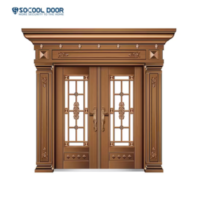 Nouvelle porte d′entrée en acier et verre pour villa de luxe non standard